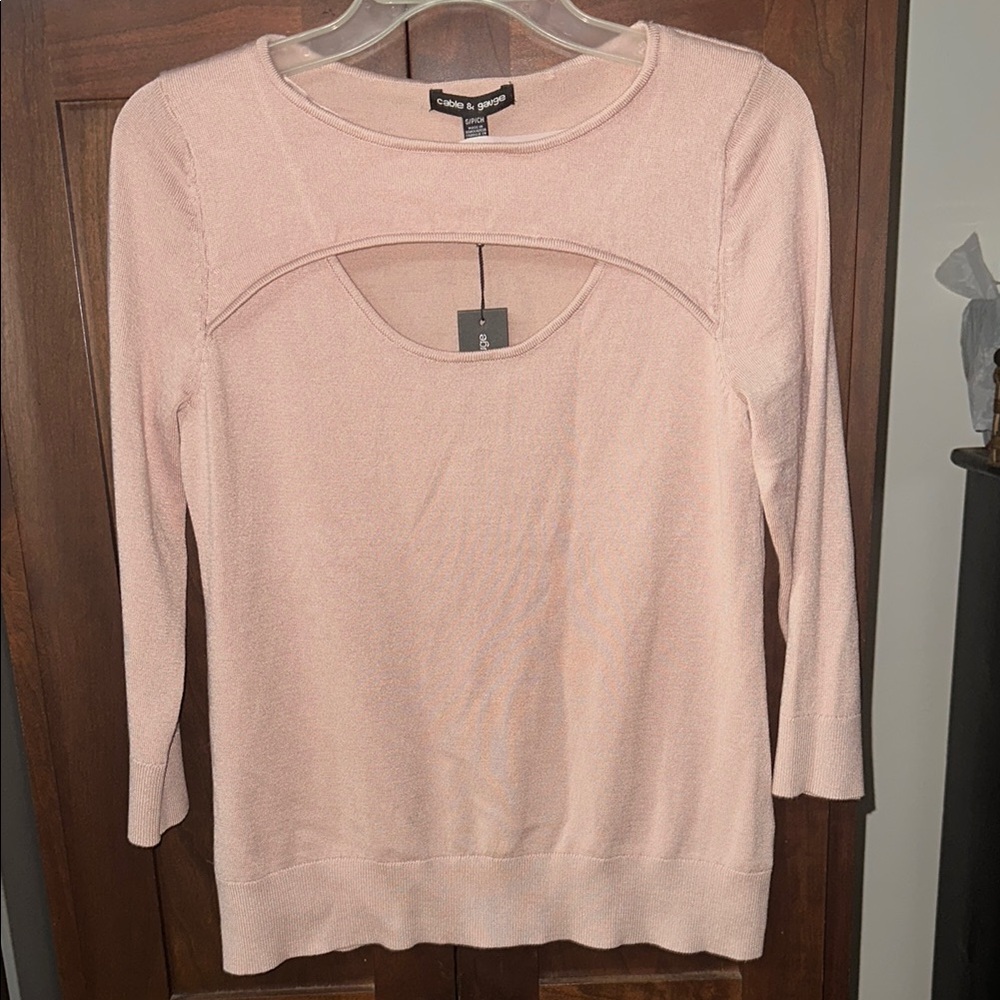 Cable & Gauge Pink Crew Neck Sweater